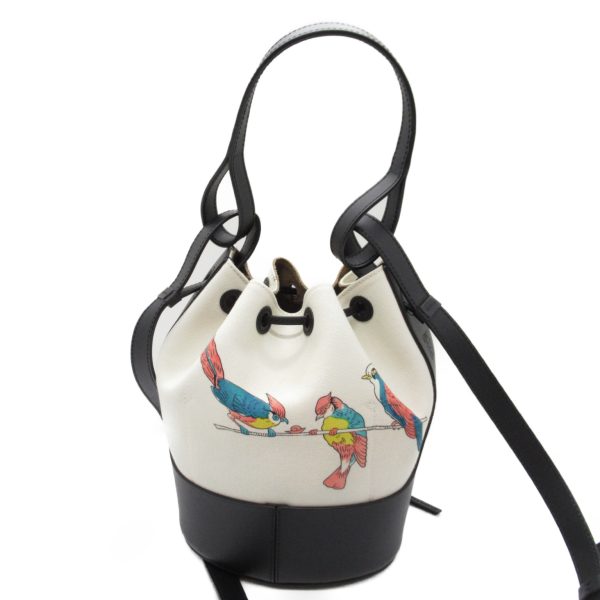 2100301133938 2 Loewe Balloon Shoulder Bag Canvas Leather Parrot Pattern