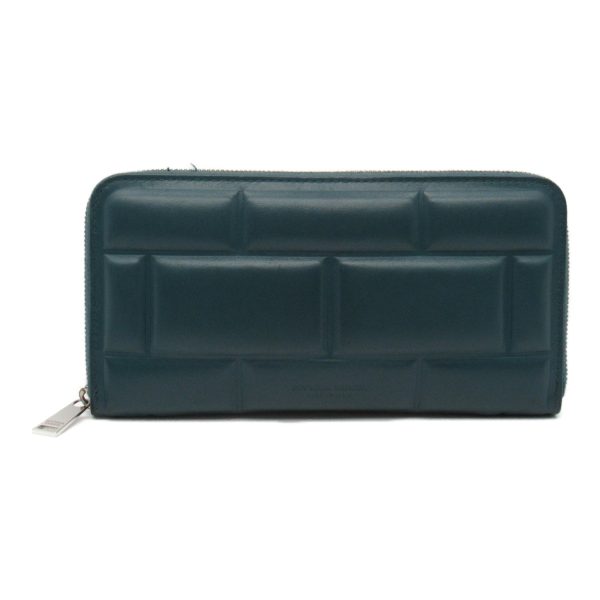 2100301134133 1 Bottega Veneta Round Long Wallet Calf Cowhide Green