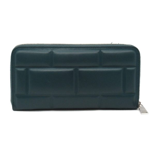 2100301134133 2 Bottega Veneta Round Long Wallet Calf Cowhide Green