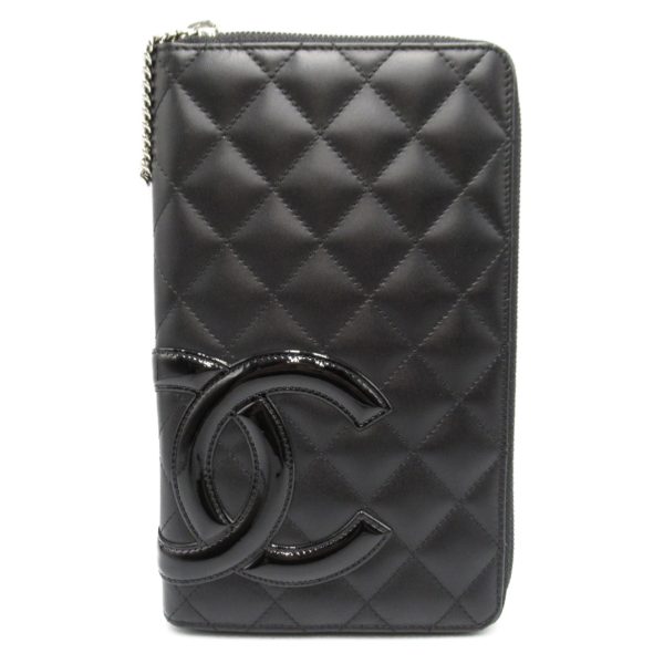 2100301136991 1 Chanel Cambon Round Zipper Long Wallet Black