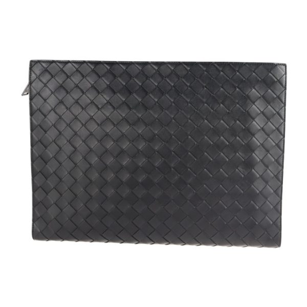 2101043007011 1 Bottega Veneta Intrecciato Clutch Leather Bag Black