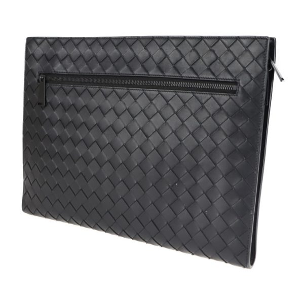 2101043007011 2 Bottega Veneta Intrecciato Clutch Leather Bag Black