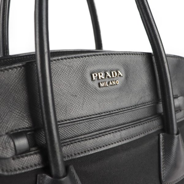 2101043007038 7 Prada Canvas Saffiano Leather Handbag Nero