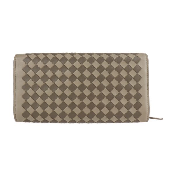 2101073007052 3 Bottega Veneta Intrecciato Leather Long Wallet Khaki Gray