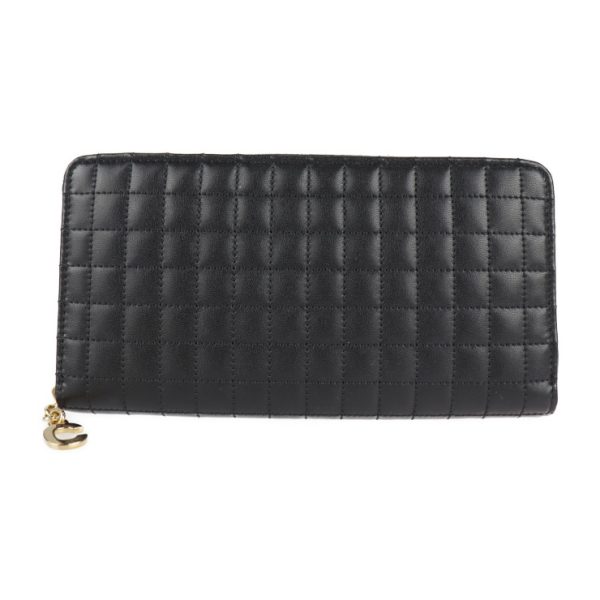 2101083008019 1 Celine C Charm Leather Long Wallet Black Quilting