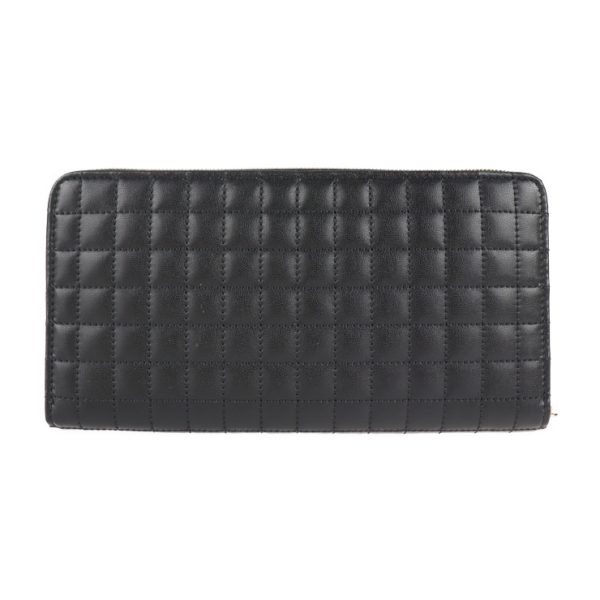 2101083008019 3 Celine C Charm Leather Long Wallet Black Quilting