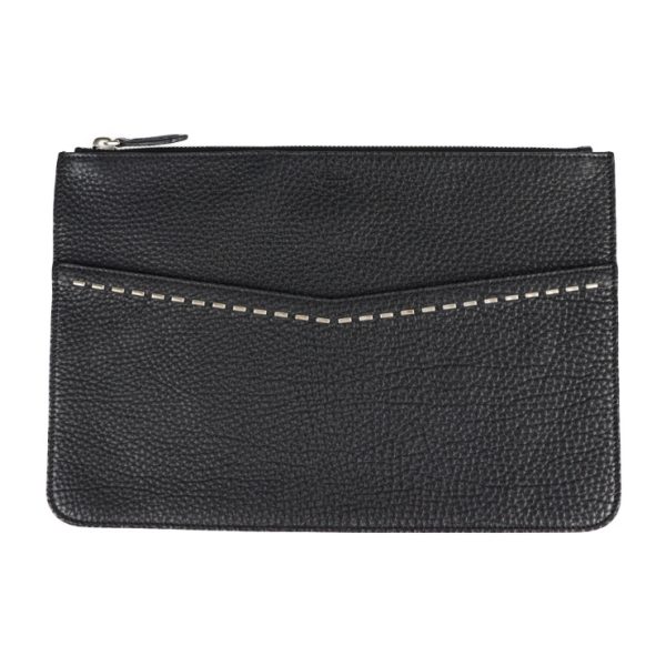 2101093002055 1 Fendi Selleria Leather Clutch Bag Black