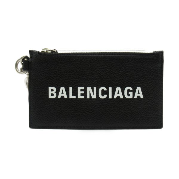 2101217360876 1 Balenciaga Cash Card Key Strap Card Case Calf Cowhide Black