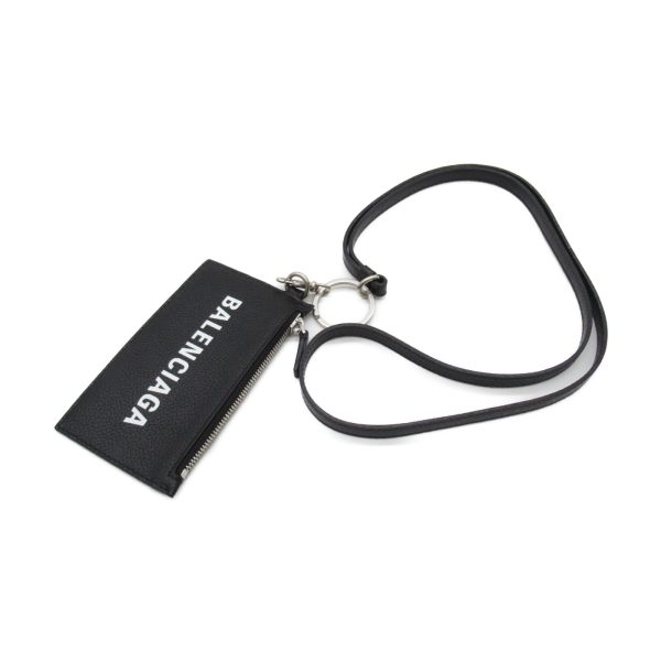 2101217360876 3 Balenciaga Cash Card Key Strap Card Case Calf Cowhide Black