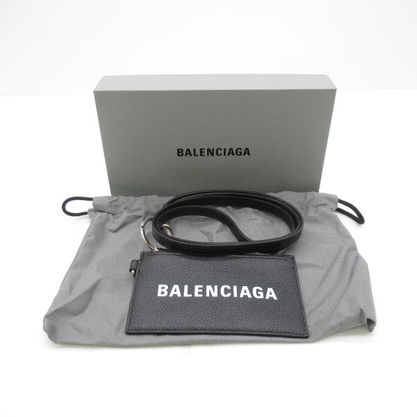 2101217360876 7 Balenciaga Cash Card Key Strap Card Case Calf Cowhide Black