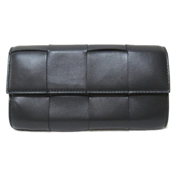 2101217541824 1 Bottega Veneta Flap Wallet Bifold Long Wallet Leather Black