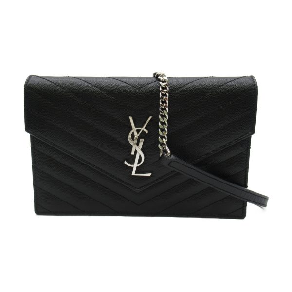 2101217569453 1 Yves Saint Laurent Chain Wallet Shoulder Bag in Leather Black