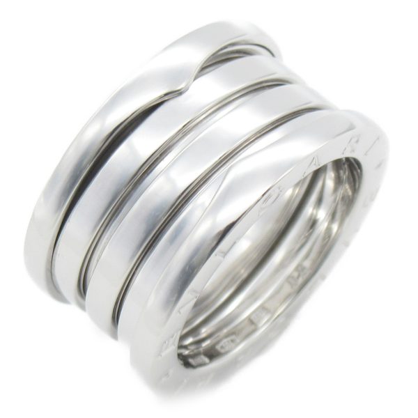 2101217570602 1 Bulgari B Zero1 4 band Ring K18WG White Gold Mens Womens Silver