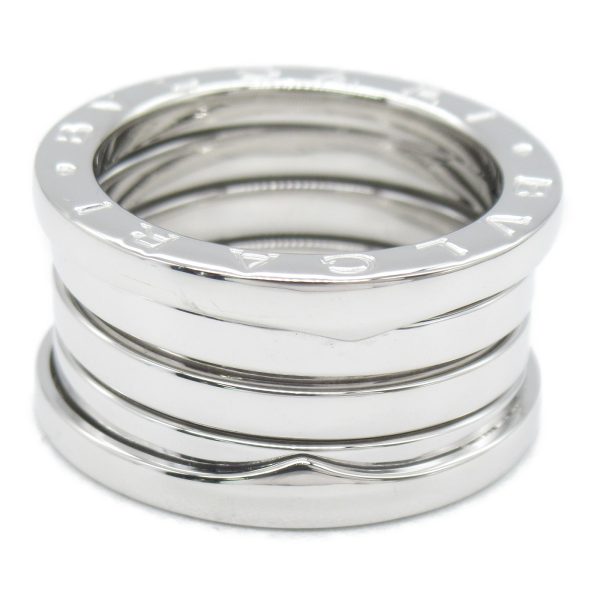 2101217570602 2 Bulgari B Zero1 4 band Ring K18WG White Gold Mens Womens Silver