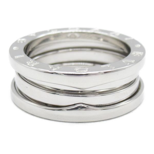 2101217581660 2 Bulgari B Zero1 3 band Ring K18WG White Gold Mens Womens Silver