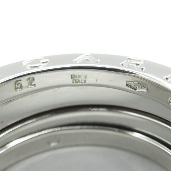 2101217581660 4 Bulgari B Zero1 3 band Ring K18WG White Gold Mens Womens Silver