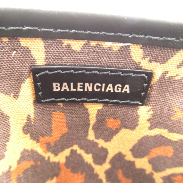 2101217605083 8 Balenciaga Cabas Leopard Pattern Tote Bag Canvas Navy