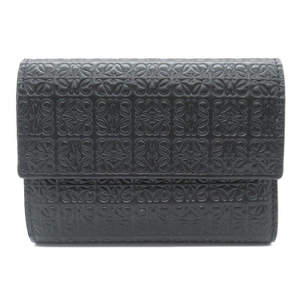 2101217609036 1 Loewe Trifold Wallet Embossed Silk Calf Black