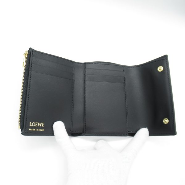 2101217609036 5 Loewe Trifold Wallet Embossed Silk Calf Black