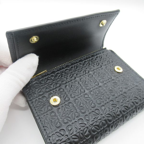 2101217609036 7 Loewe Trifold Wallet Embossed Silk Calf Black