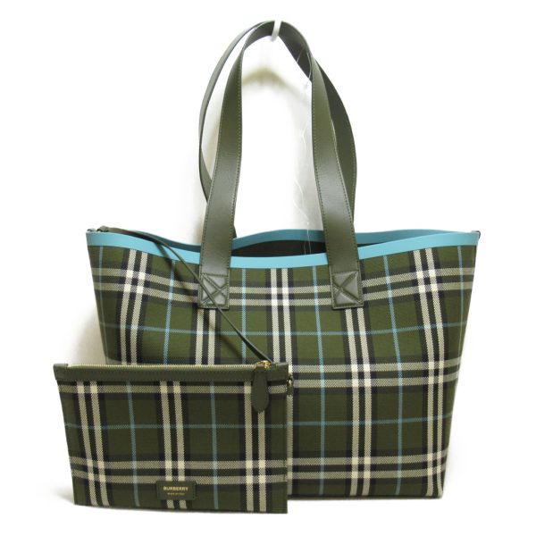 2101217613675 1 Burberry Tote Bag Cotton Green Olive Green