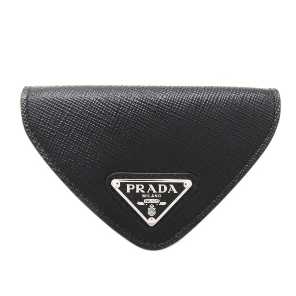 2101217627085 1 Prada Triangle Coin Case Wallet in Saffiano Leather Black