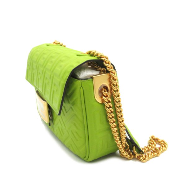 2101217627313 3 Fendi Baguette Chain Midi 2way Shoulder Bag Leather Green