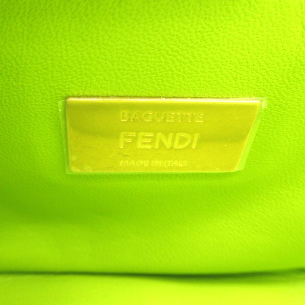 2101217627313 7 Fendi Baguette Chain Midi 2way Shoulder Bag Leather Green