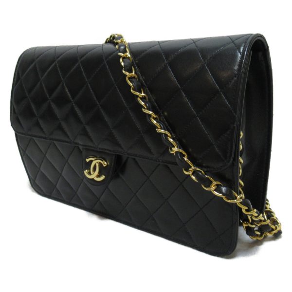 2101217641814 3 Chanel Push Lock Matelasse Chain Shoulder Bag Lambskin Black