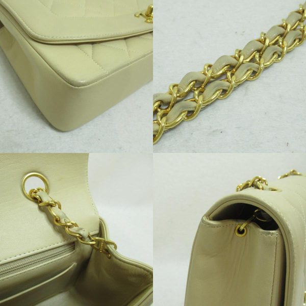 2101217662611 8c Chanel Matelasse Diana Chain Shoulder Bag Lambskin Beige