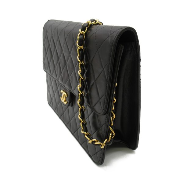 2101217692519 2 Chanel Matelasse Push Lock Chain Shoulder Bag Lambskin Black