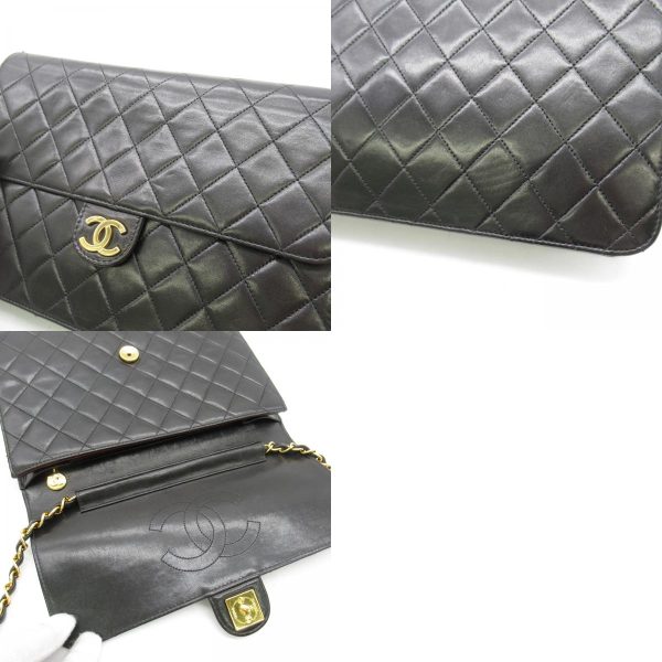 2101217692519 7c Chanel Matelasse Push Lock Chain Shoulder Bag Lambskin Black