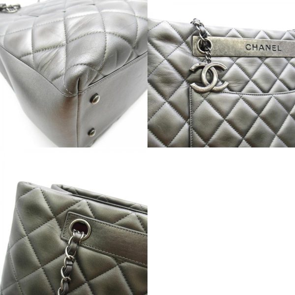 2101217694131 6c Chanel Chain Tote Bag Leather Silver Series Black