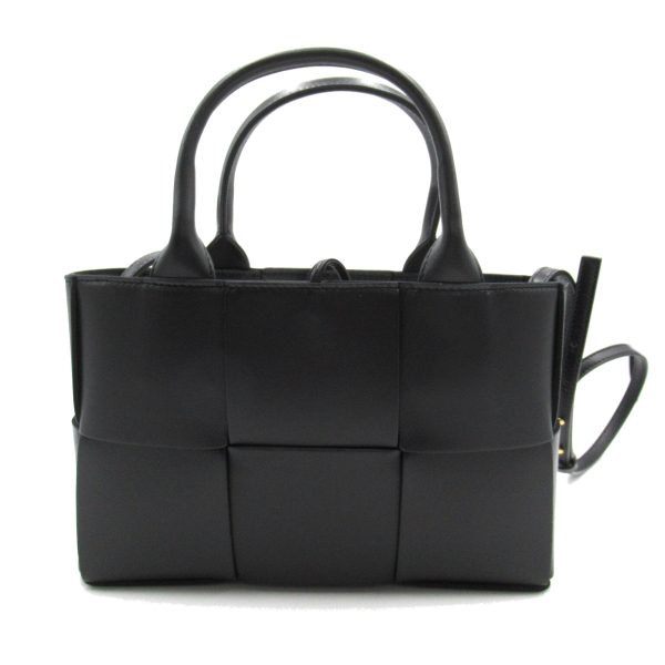 2101217749671 2 Bottega Veneta Mini Arco Tote 2Way Shoulder Bag Lambskin Sheep Leather Black