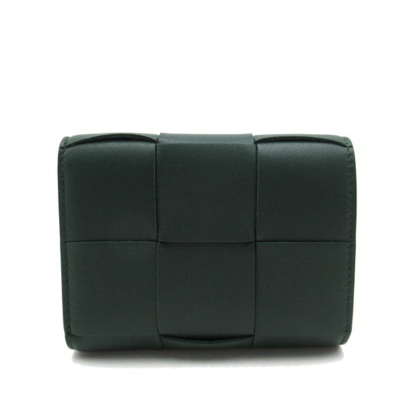 2101217749770 2 Bottega Veneta Tri fold Wallet Lambskin Sheep Leather Green