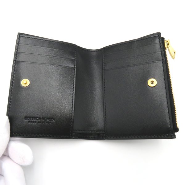 2101217749817 5 Bottega Veneta Intrecciato Bifold Wallet Lambskin Sheep Leather Black