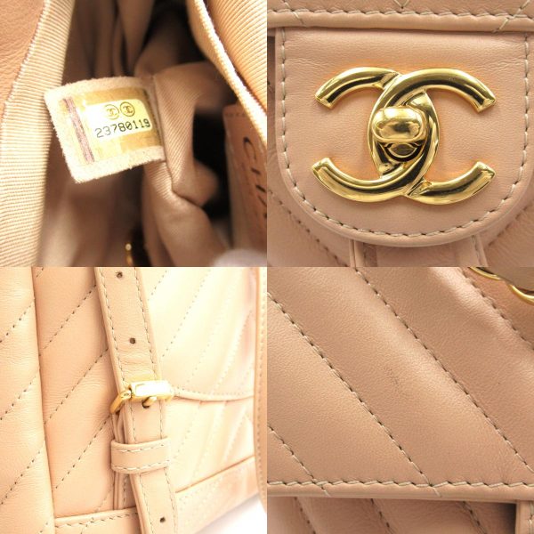 2101217764100 9c Chanel V Stitch Rucksack Backpack Bag Leather Beige