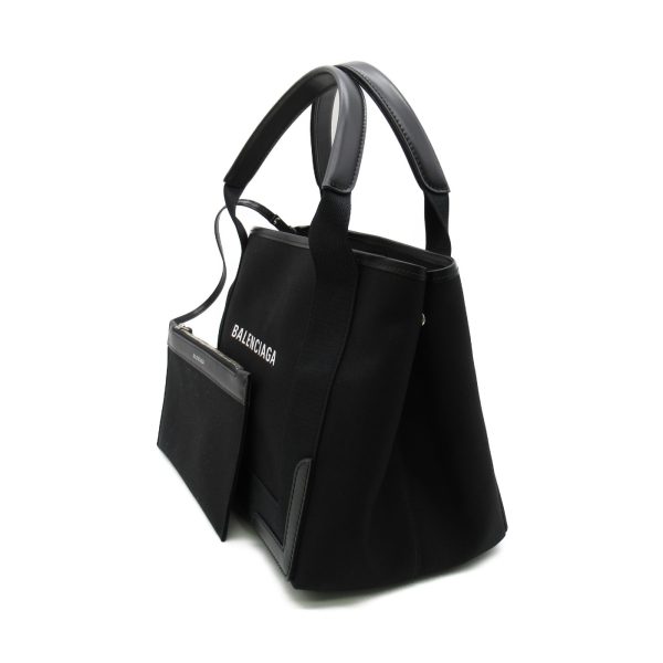 2101217766500 2 Balenciaga Navy Small Cabas Tote Bag Canvas Leather Series Black