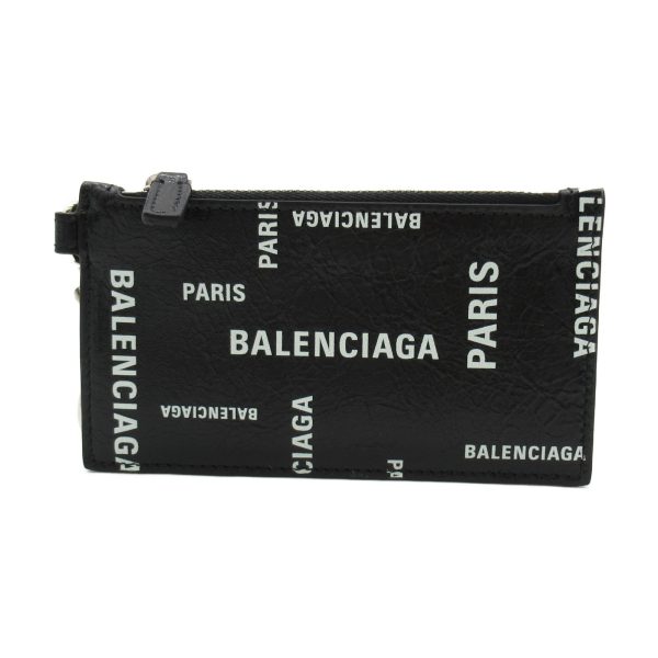 2101217766739 1 Balenciaga Key Ring with Strap Card Case Accessory Leather Black