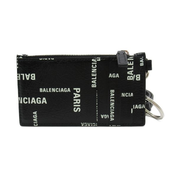 2101217766739 2 Balenciaga Key Ring with Strap Card Case Accessory Leather Black