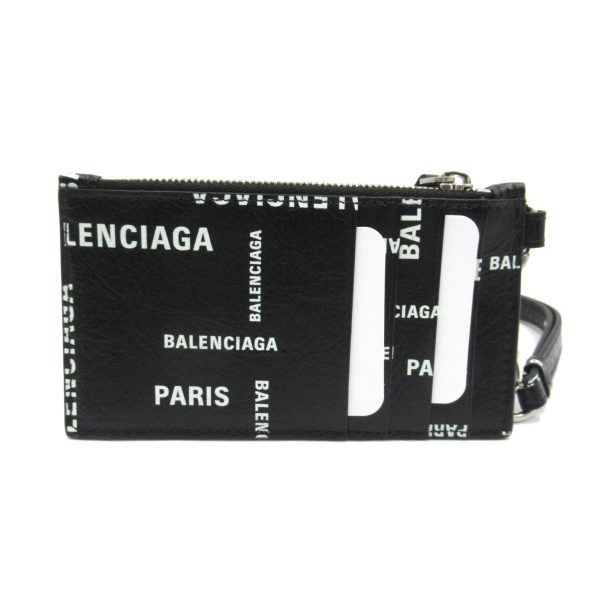 2101217766753 2 Balenciaga Key Ring with Strap Card Case Leather Black