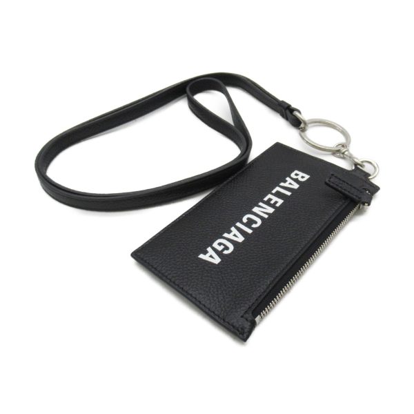 2101217766784 3 Balenciaga Key Ring with Strap Card Case Caviar Skin Black