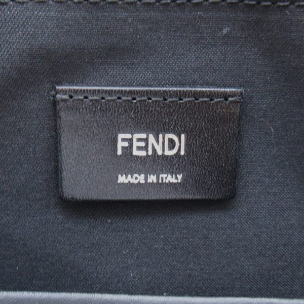 2101217770088 10 Fendi Diagonal Shoulder Bag PVC Coated Canvas Leather Black