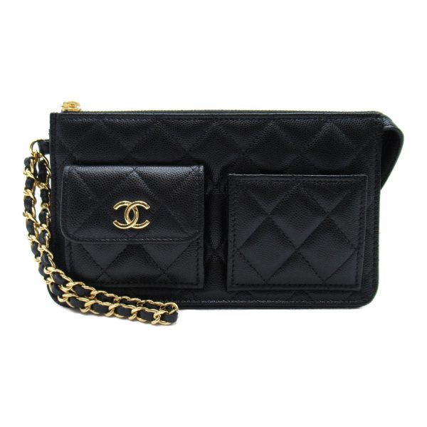 2101217770361 3 Chanel Chain Wallet Shoulder Bag Caviar Skin Grained Calf Black