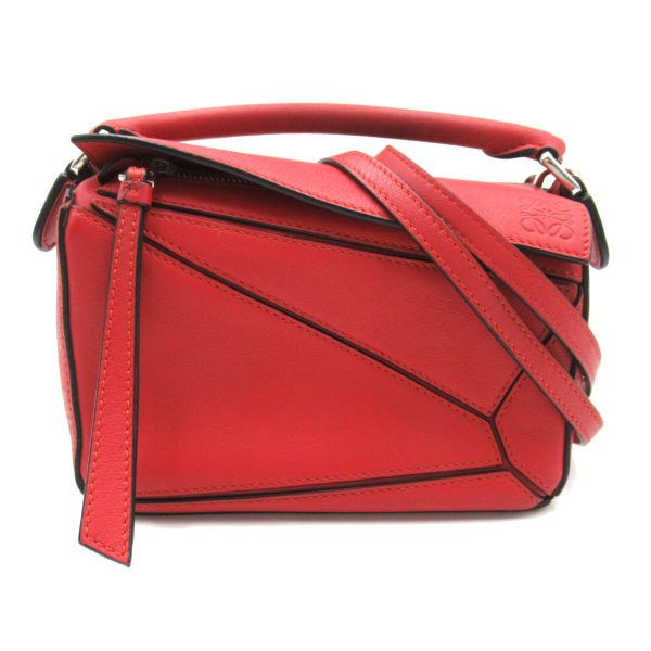 2101217786409 1 Loewe Puzzle Bag Mini 2Way Shoulder Bag Leather Series Red