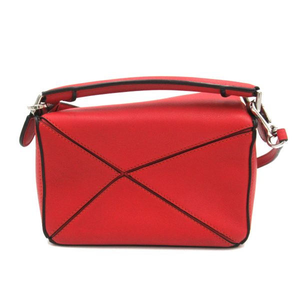 2101217786409 2 Loewe Puzzle Bag Mini 2Way Shoulder Bag Leather Series Red