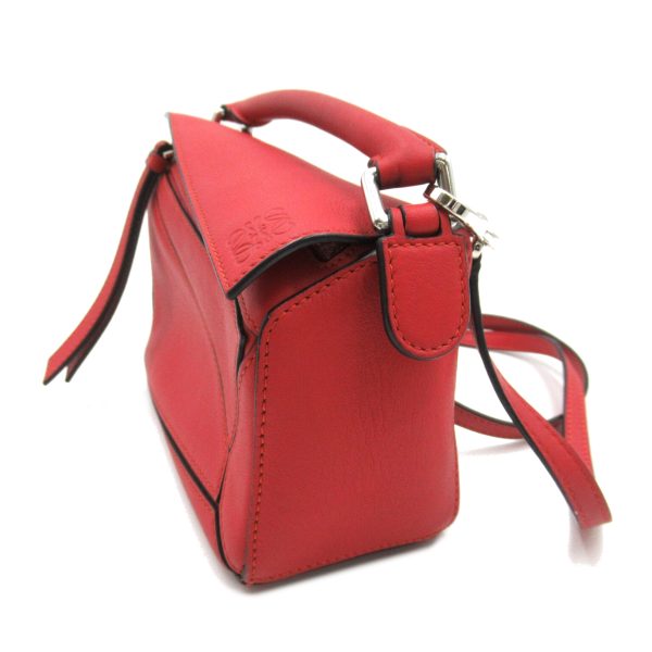 2101217786409 3 Loewe Puzzle Bag Mini 2Way Shoulder Bag Leather Series Red