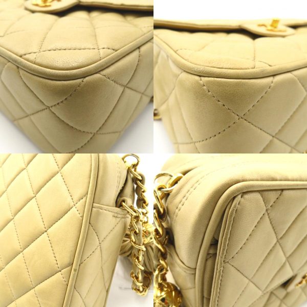 2101217806084 15c Chanel Chain Shoulder Fringe Shoulder Bag Lambskin Beige