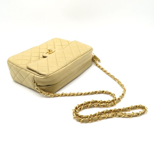 2101217806084 5 Chanel Chain Shoulder Fringe Shoulder Bag Lambskin Beige