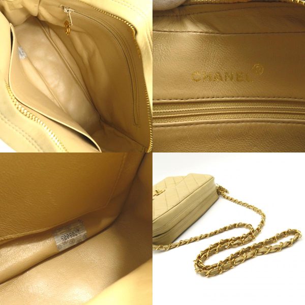 2101217806084 7c Chanel Chain Shoulder Fringe Shoulder Bag Lambskin Beige